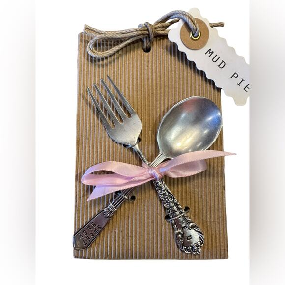 Mud Pie Baby Girl Set of Fork and Spoon and Long Handle Spoon - Picture 1 of 6